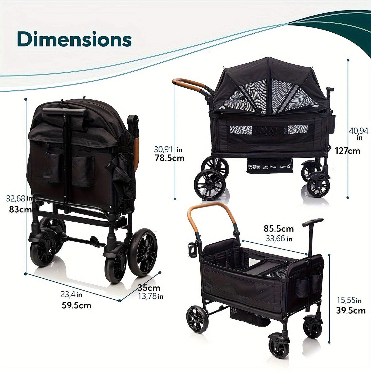 Wagon Stroller for 2 Kids & Cargo