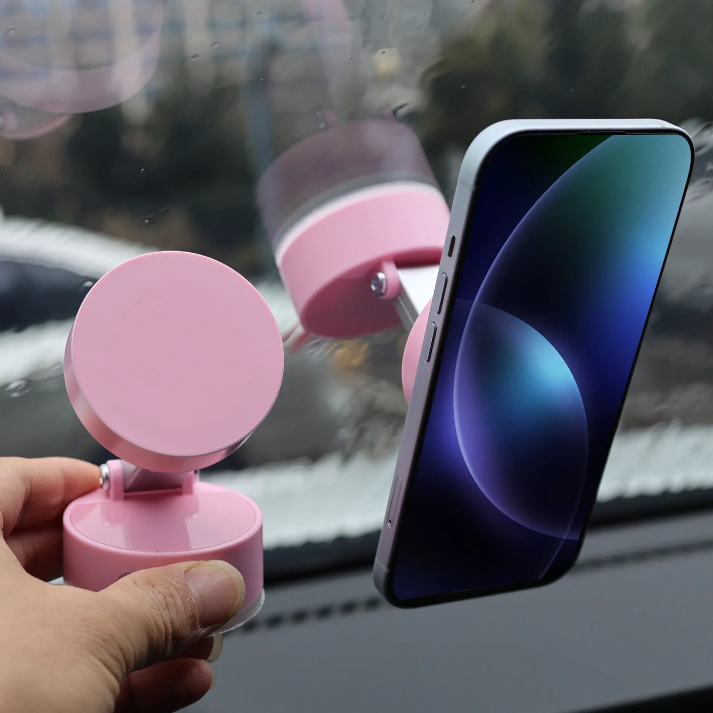 Magnetic Suction Cup Phone Mount Double Sided Phone Holder For Car/Gym/Mirror