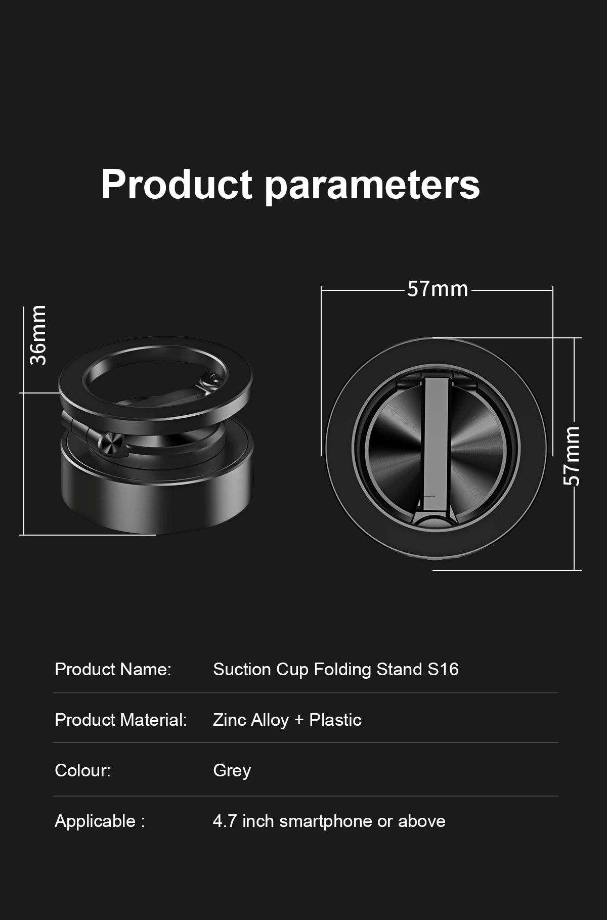Double Sided Car Phone Holder Magnetic Vacuum with Wireless Charger 360 degree
