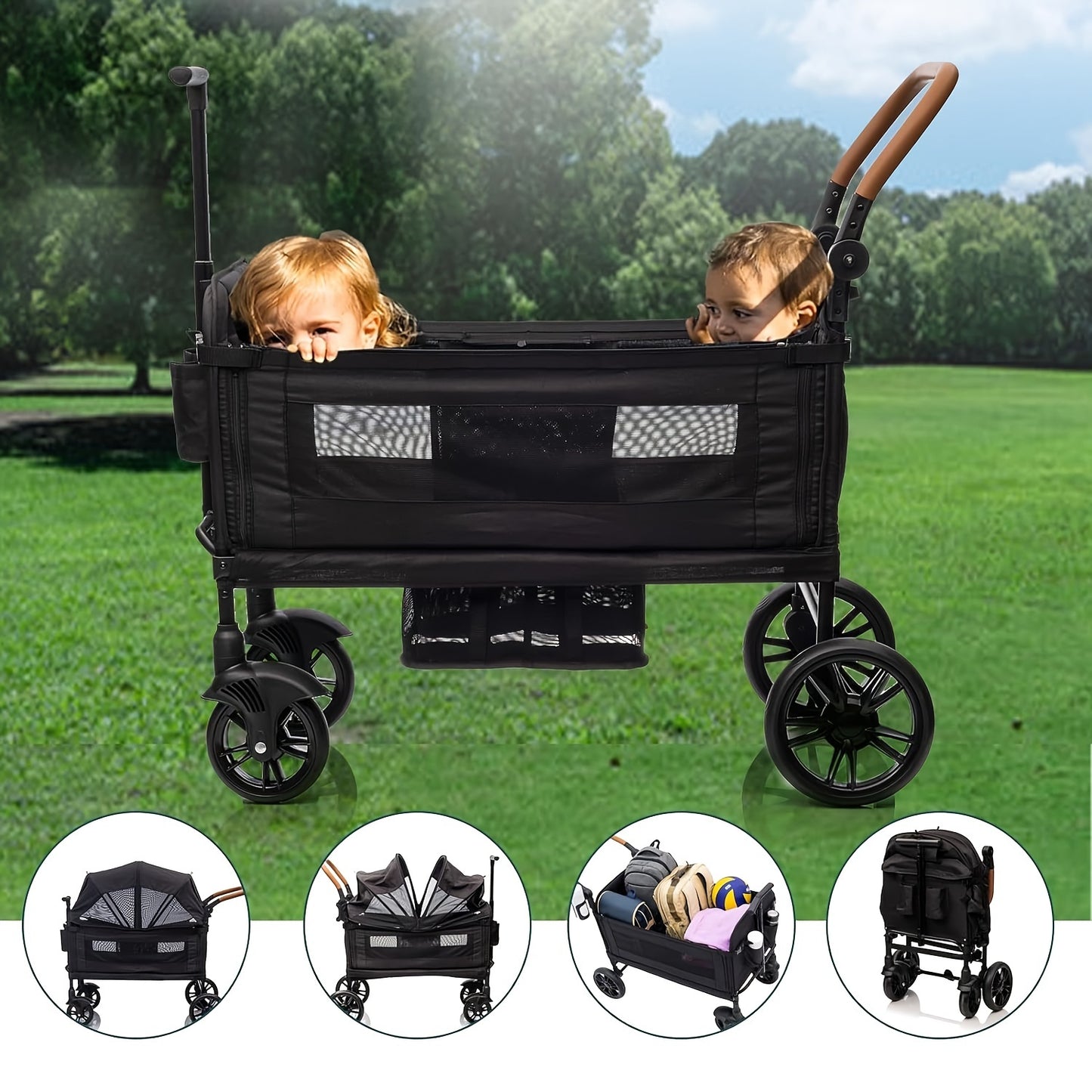 Wagon Stroller for 2 Kids & Cargo