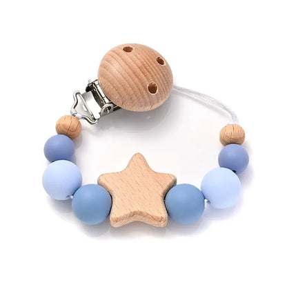 Wood & Silicone Pacifier Chain Clips