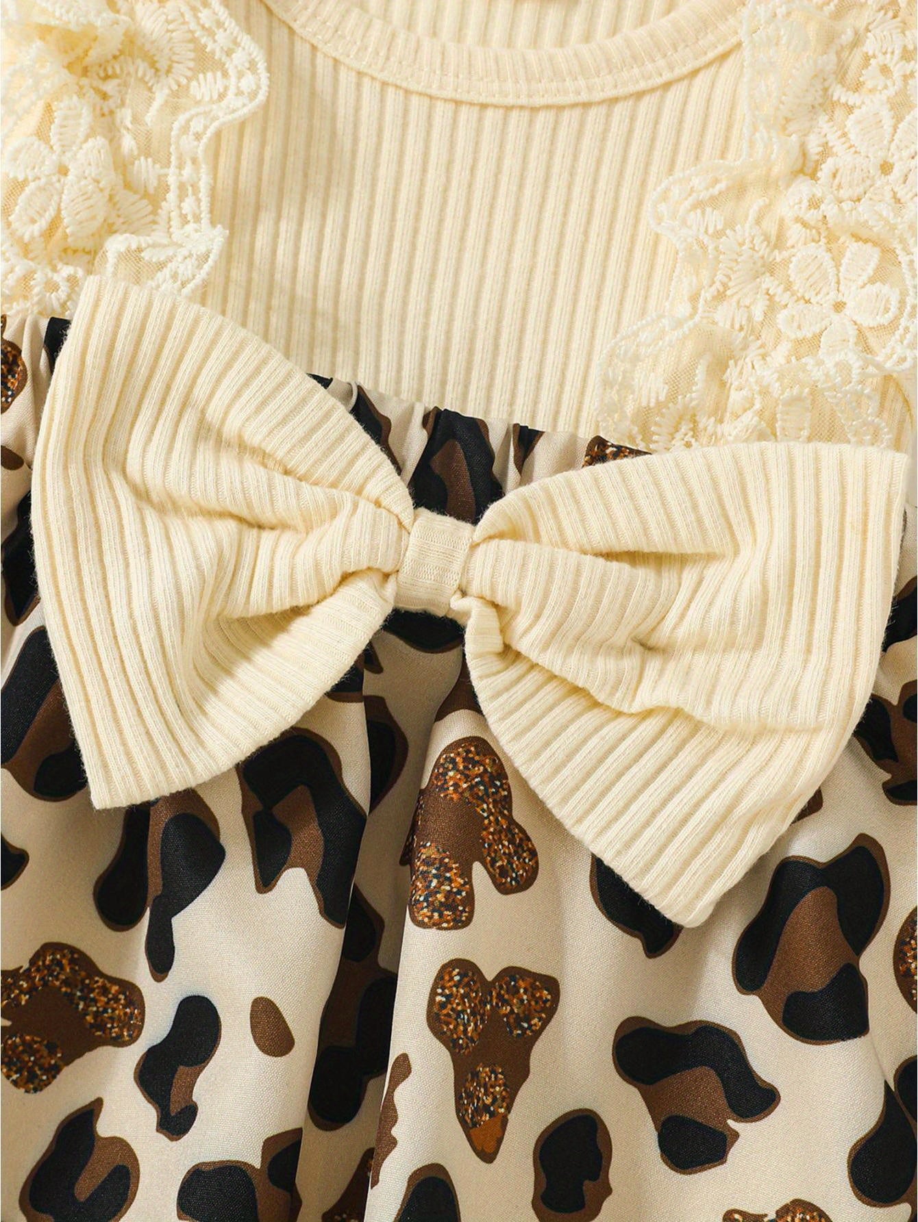 Baby Girl 2pcs Leopard Print Romper Dress with Headband