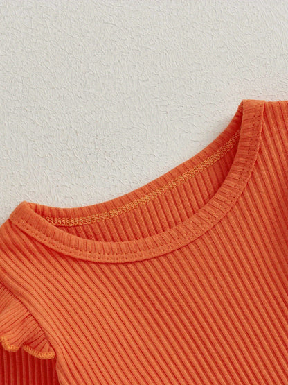 2pcs Pumpkin Baby Girl Romper And Corduroy Skirt