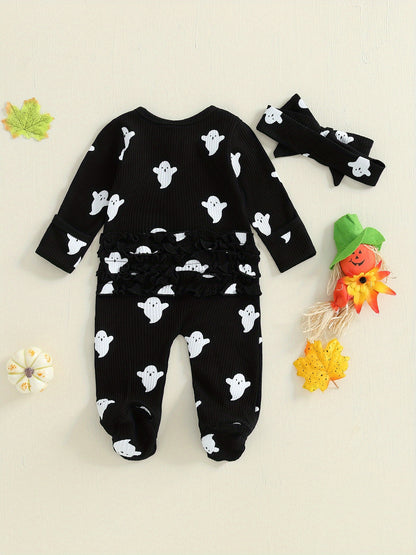 Baby Girls Halloween Romper and Headband