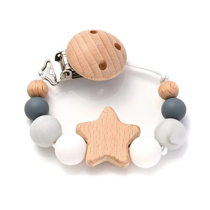 Wood & Silicone Pacifier Chain Clips