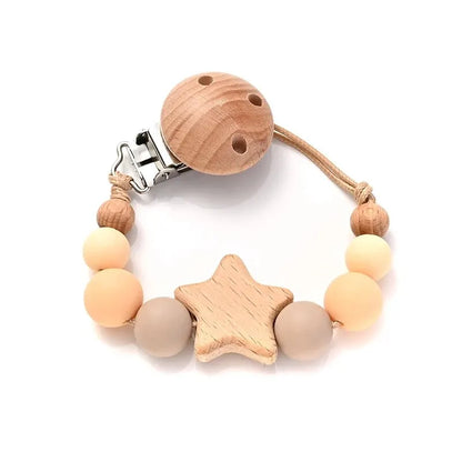 Wood & Silicone Pacifier Chain Clips