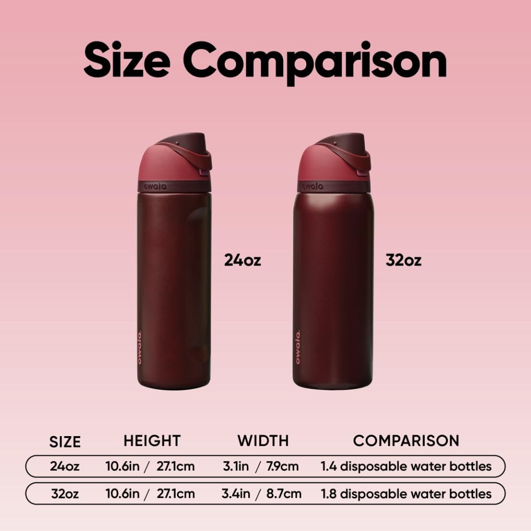 Owala FreeSip Insulated Stainless Steel Water Bottle with Straw for Sports, Travel, and School BPA-Free Sports Water Bottle, 24 oz, Dreamy Field