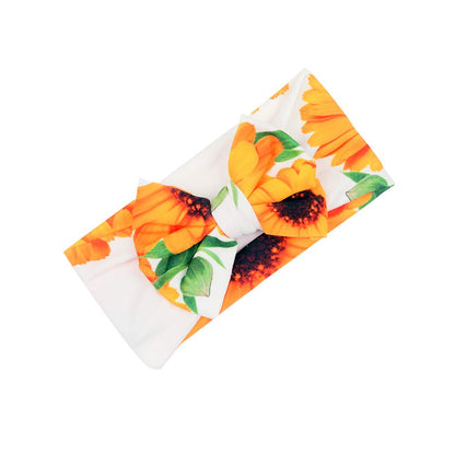 Newborn Receiving Blanket Headband Set Flower Print Baby Swaddle Blankets (Vintage)