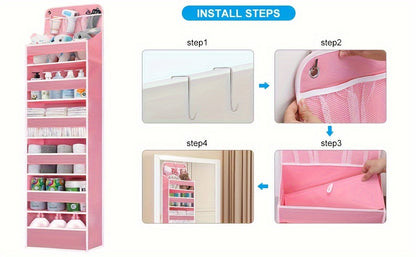 Over Door Hanging Organizer with 6 Large Capacity Pockets for Essentials Nursery Bedroom Bathroom