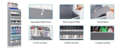 Over Door Hanging Organizer with 6 Large Capacity Pockets for Essentials Nursery Bedroom Bathroom