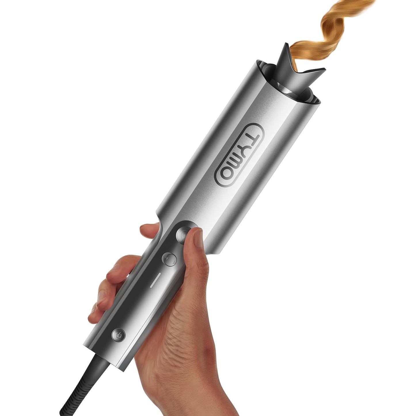 TYMO CurlPro Plus Automatic Rotating Curling Iron - Upgraded Long Barrel Curling Wand for Long Hair, Ceramic Hair Curler for Women, Anti-Scald, Tangle-Free, 600M Ionic, Dual Voltage, Gold, 1 Inch