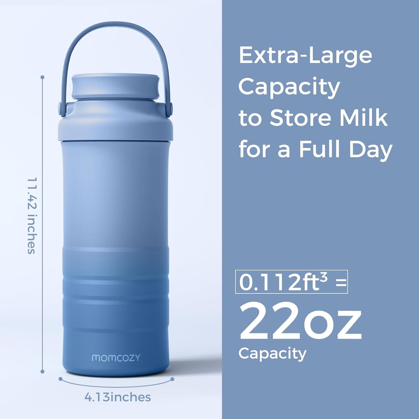 Momcozy 22oz Portable Breast Milk Cooler for Outdoor, Life Saver with 360° Total Cooling for 24 Hours, Larger Capacity Travel Breastmilk Chiller with 2pcs Baby Bottles for Breastmilk Storage, Green