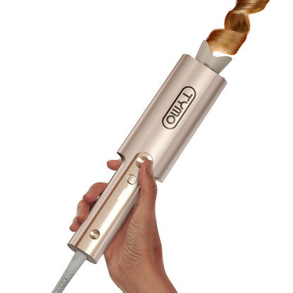 TYMO CurlPro Plus Automatic Rotating Curling Iron - Upgraded Long Barrel Curling Wand for Long Hair, Ceramic Hair Curler for Women, Anti-Scald, Tangle-Free, 600M Ionic, Dual Voltage, Gold, 1 Inch