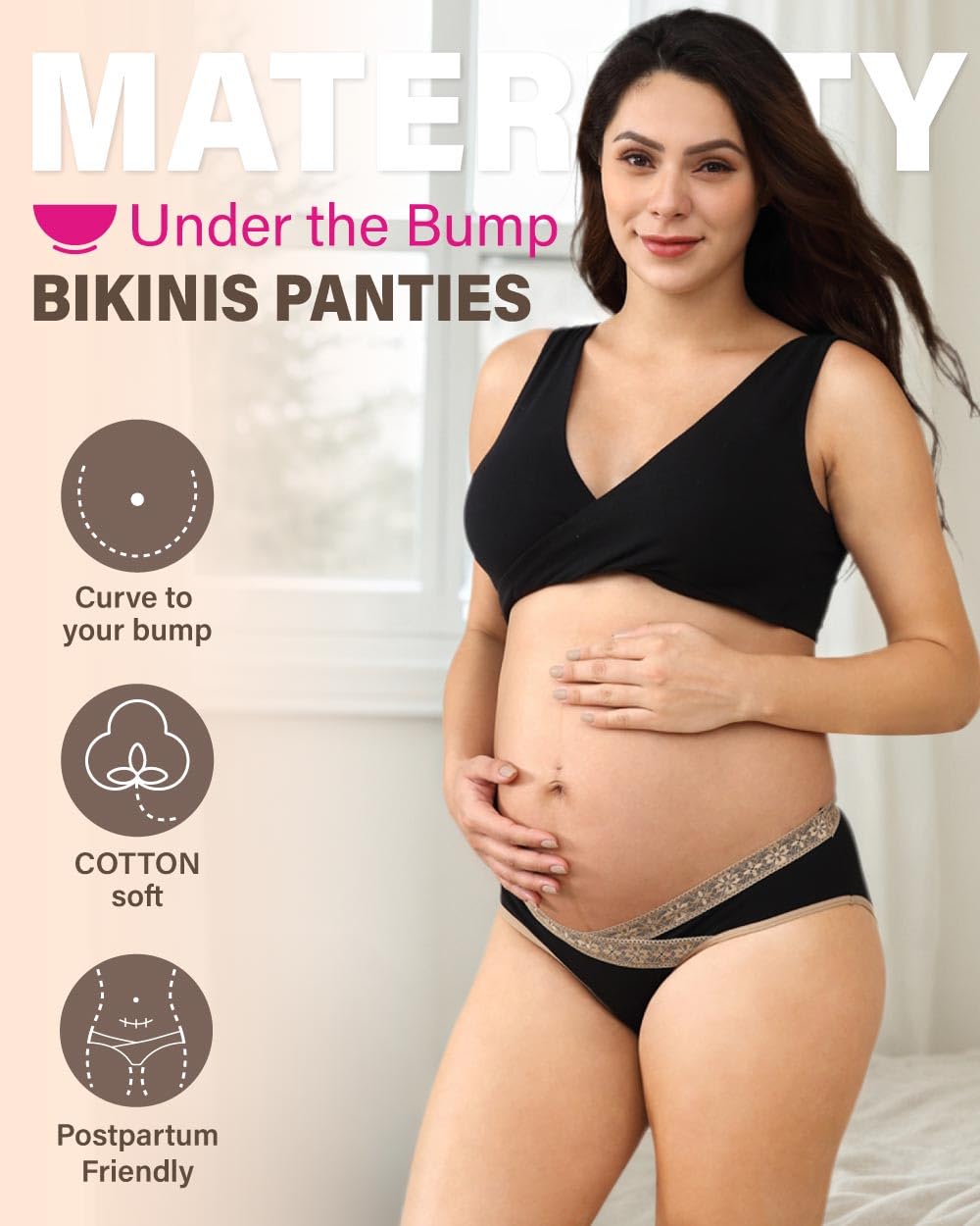 Intimate Portal Cotton Maternity Underwear Under the Bump Pregnancy Postpartum Bikini Panties