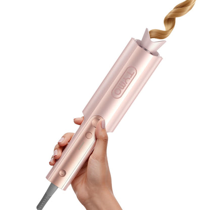 TYMO CurlPro Plus Automatic Rotating Curling Iron - Upgraded Long Barrel Curling Wand for Long Hair, Ceramic Hair Curler for Women, Anti-Scald, Tangle-Free, 600M Ionic, Dual Voltage, Gold, 1 Inch