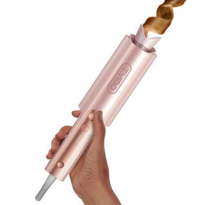 TYMO CurlPro Plus Automatic Rotating Curling Iron - Upgraded Long Barrel Curling Wand for Long Hair, Ceramic Hair Curler for Women, Anti-Scald, Tangle-Free, 600M Ionic, Dual Voltage, Gold, 1 Inch