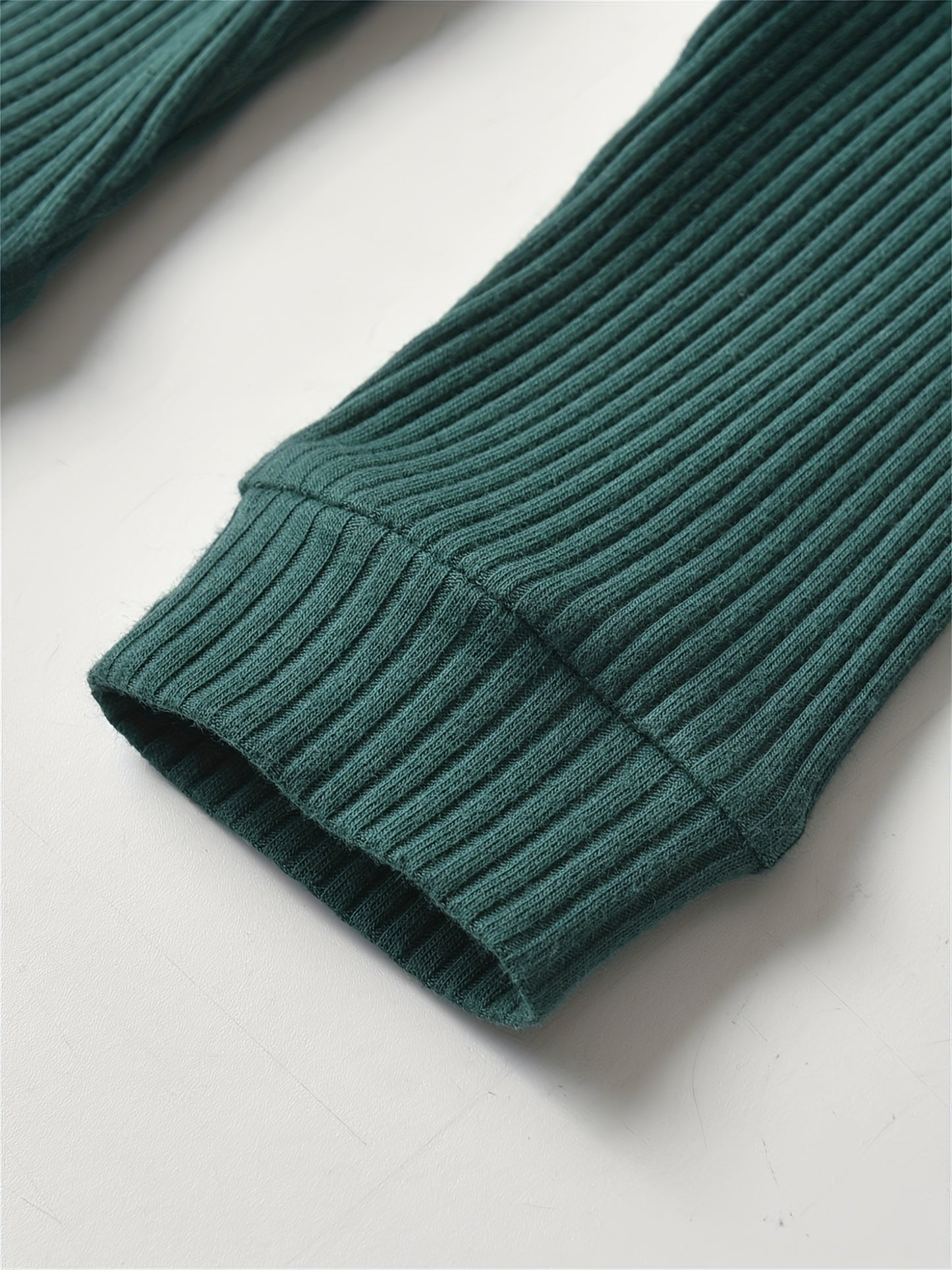 Long Sleeve Solid Color Ribbed Bodysuit And Pants Set