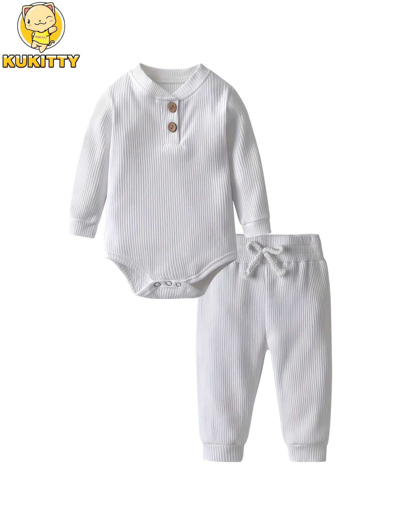 Long Sleeve Solid Color Ribbed Bodysuit And Pants Set