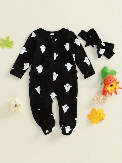 Baby Girls Halloween Romper and Headband