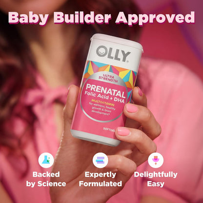 OLLY Ultra Strength Prenatal Multivitamin Softgels, Omega-3s - 60 Count