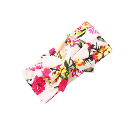 Newborn Receiving Blanket Headband Set Flower Print Baby Swaddle Blankets (Vintage)