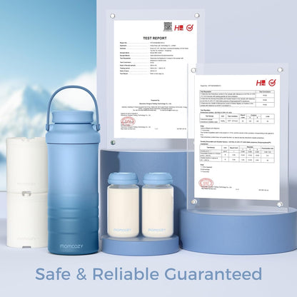 Momcozy 22oz Portable Breast Milk Cooler for Outdoor, Life Saver with 360° Total Cooling for 24 Hours, Larger Capacity Travel Breastmilk Chiller with 2pcs Baby Bottles for Breastmilk Storage, Green