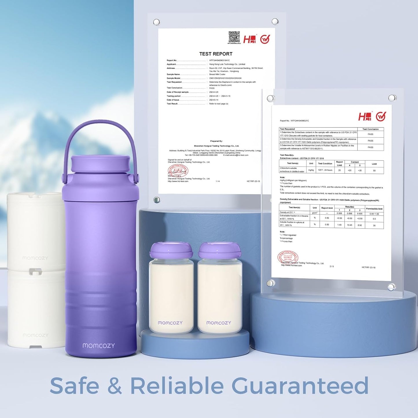 Momcozy 22oz Portable Breast Milk Cooler for Outdoor, Life Saver with 360° Total Cooling for 24 Hours, Larger Capacity Travel Breastmilk Chiller with 2pcs Baby Bottles for Breastmilk Storage, Green
