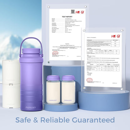Momcozy 22oz Portable Breast Milk Cooler for Outdoor, Life Saver with 360° Total Cooling for 24 Hours, Larger Capacity Travel Breastmilk Chiller with 2pcs Baby Bottles for Breastmilk Storage, Green