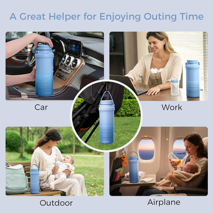 Momcozy 22oz Portable Breast Milk Cooler for Outdoor, Life Saver with 360° Total Cooling for 24 Hours, Larger Capacity Travel Breastmilk Chiller with 2pcs Baby Bottles for Breastmilk Storage, Green