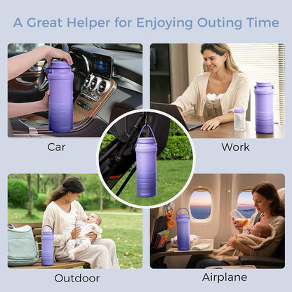 Momcozy 22oz Portable Breast Milk Cooler for Outdoor, Life Saver with 360° Total Cooling for 24 Hours, Larger Capacity Travel Breastmilk Chiller with 2pcs Baby Bottles for Breastmilk Storage, Green
