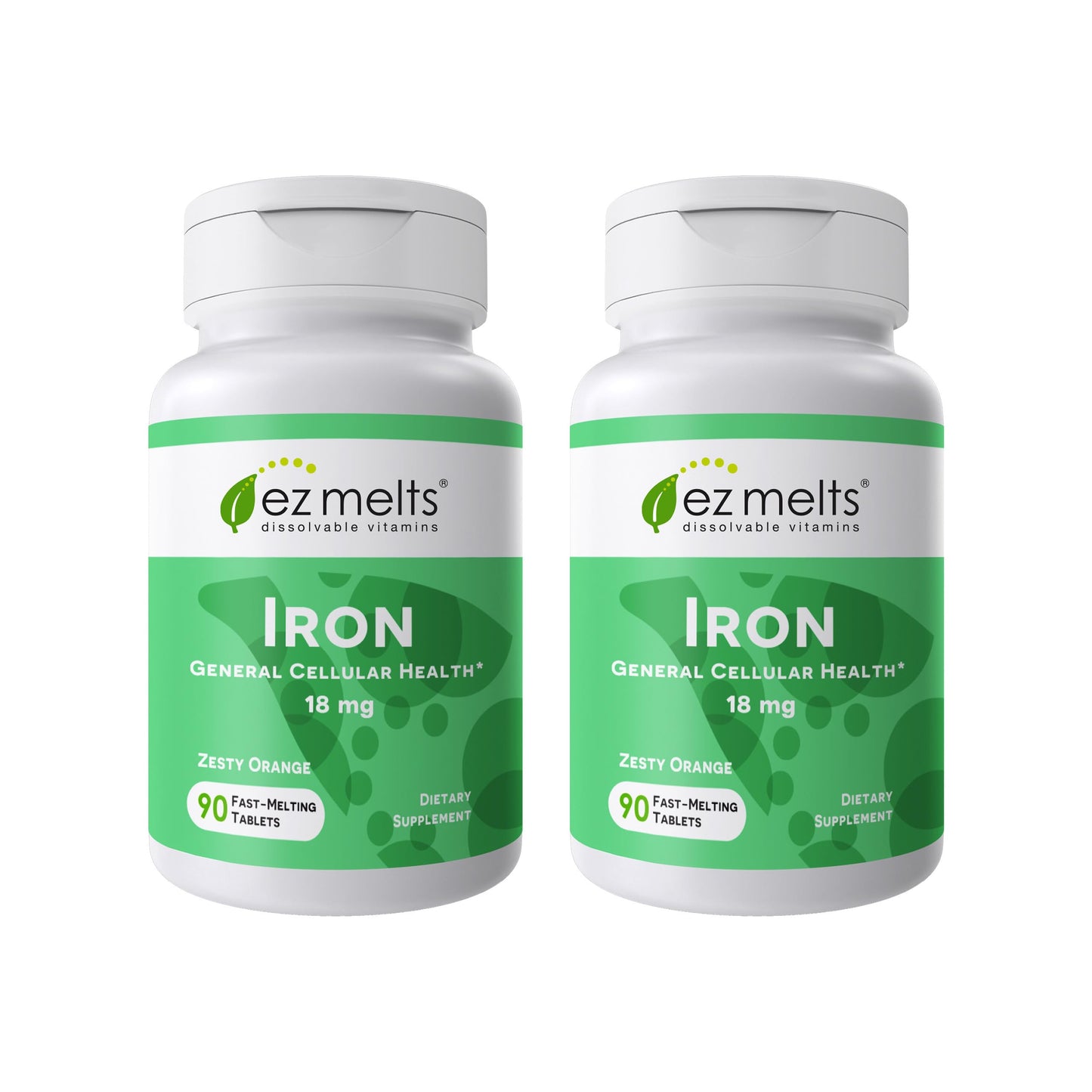 EZ Melts Dissolvable Iron 18 mg, 90 Tablets (90 Servings), Zesty Orange