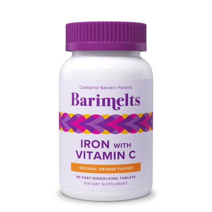 Sublingual Iron with Vitamin C, 90 Fast-Dissolving Tablets (1-Month Supply), Sugar-Free Iron Supplement for Women, Natural Orange Flavor