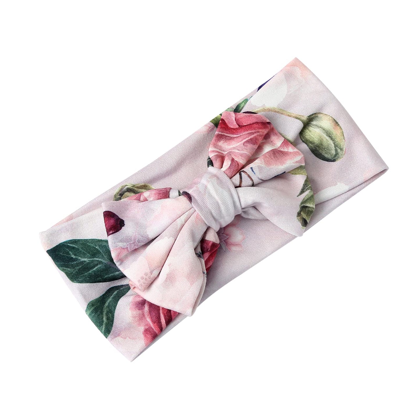 Newborn Receiving Blanket Headband Set Flower Print Baby Swaddle Blankets (Vintage)