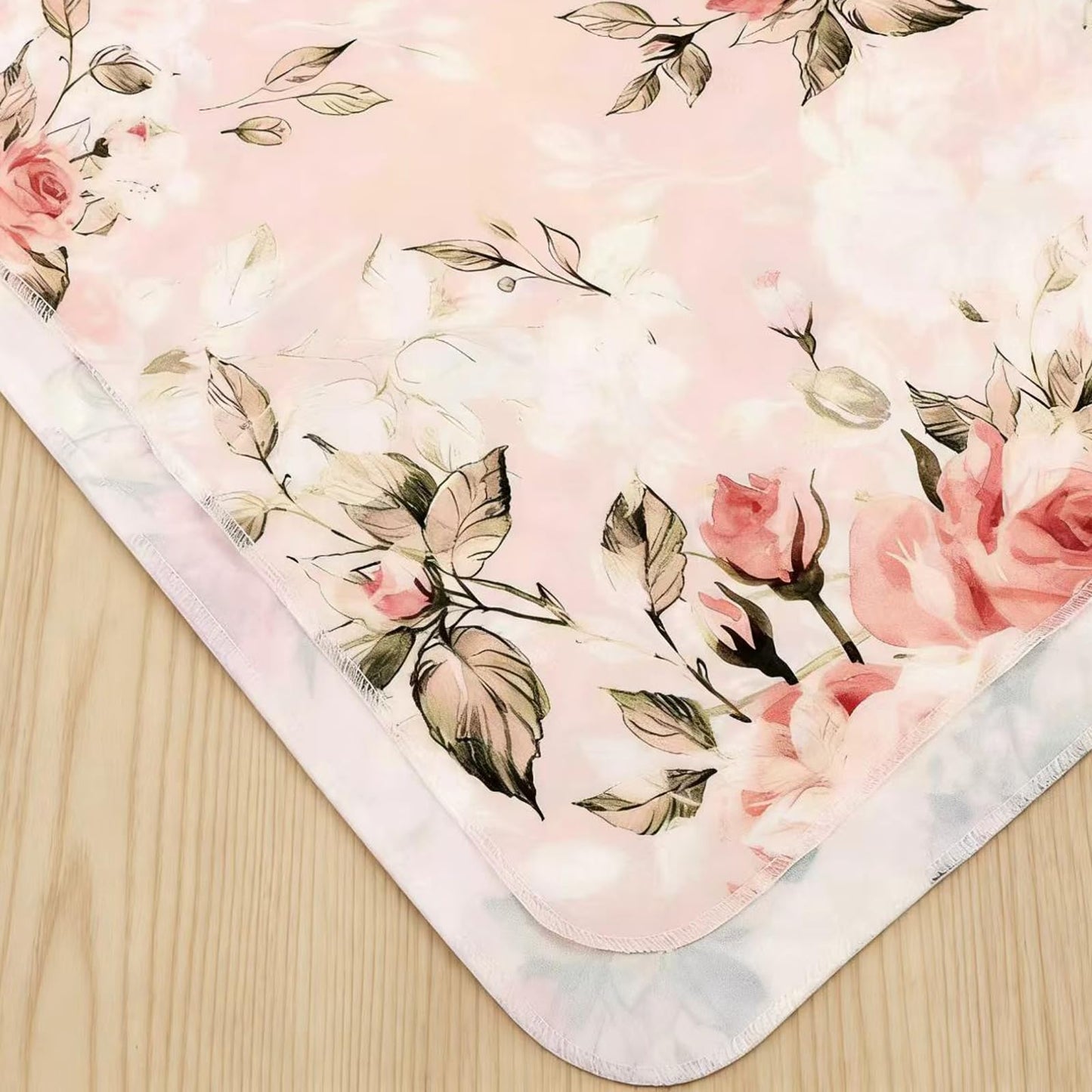 Newborn Receiving Blanket Headband Set Flower Print Baby Swaddle Blankets (Vintage)