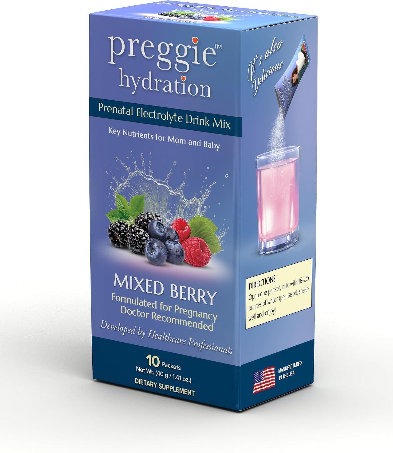 Three Lollies Preggie Hydration Packets, 10 Count
