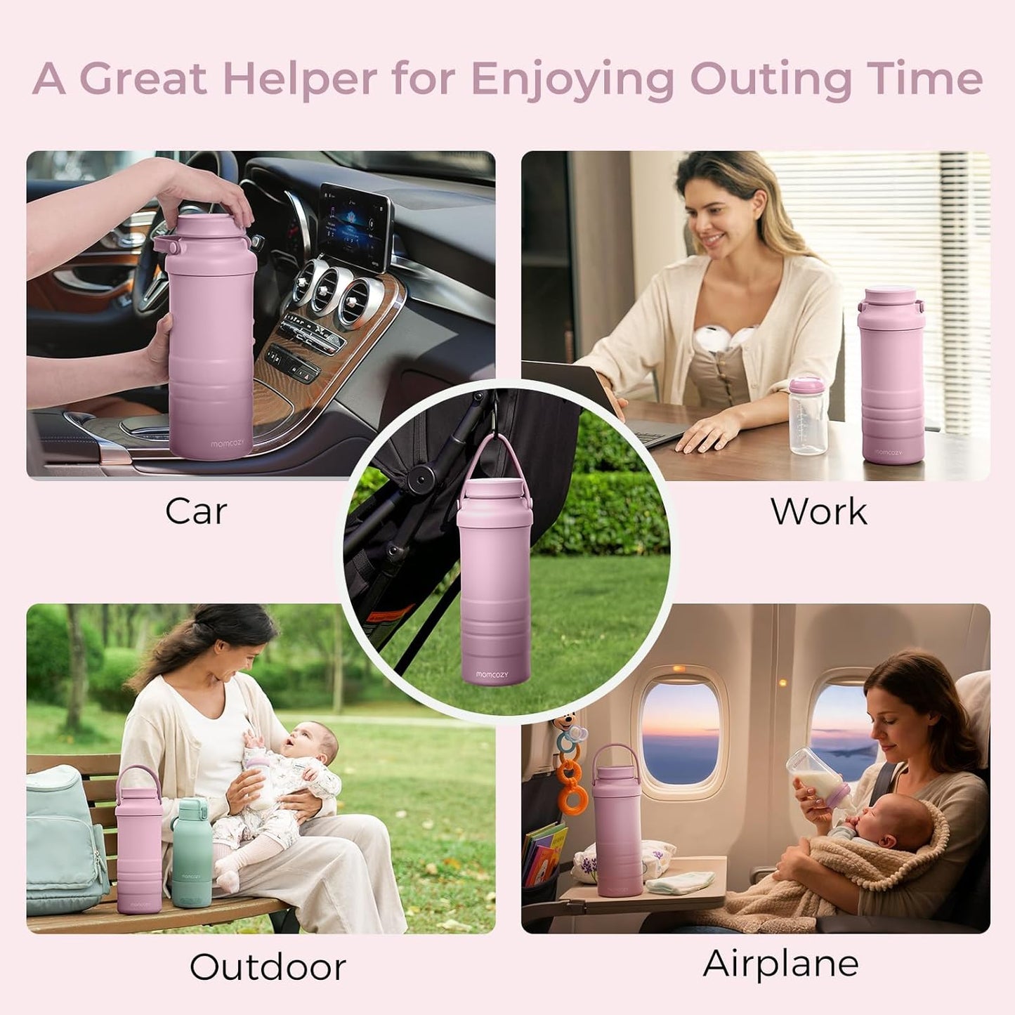 Momcozy 22oz Portable Breast Milk Cooler for Outdoor, Life Saver with 360° Total Cooling for 24 Hours, Larger Capacity Travel Breastmilk Chiller with 2pcs Baby Bottles for Breastmilk Storage, Green