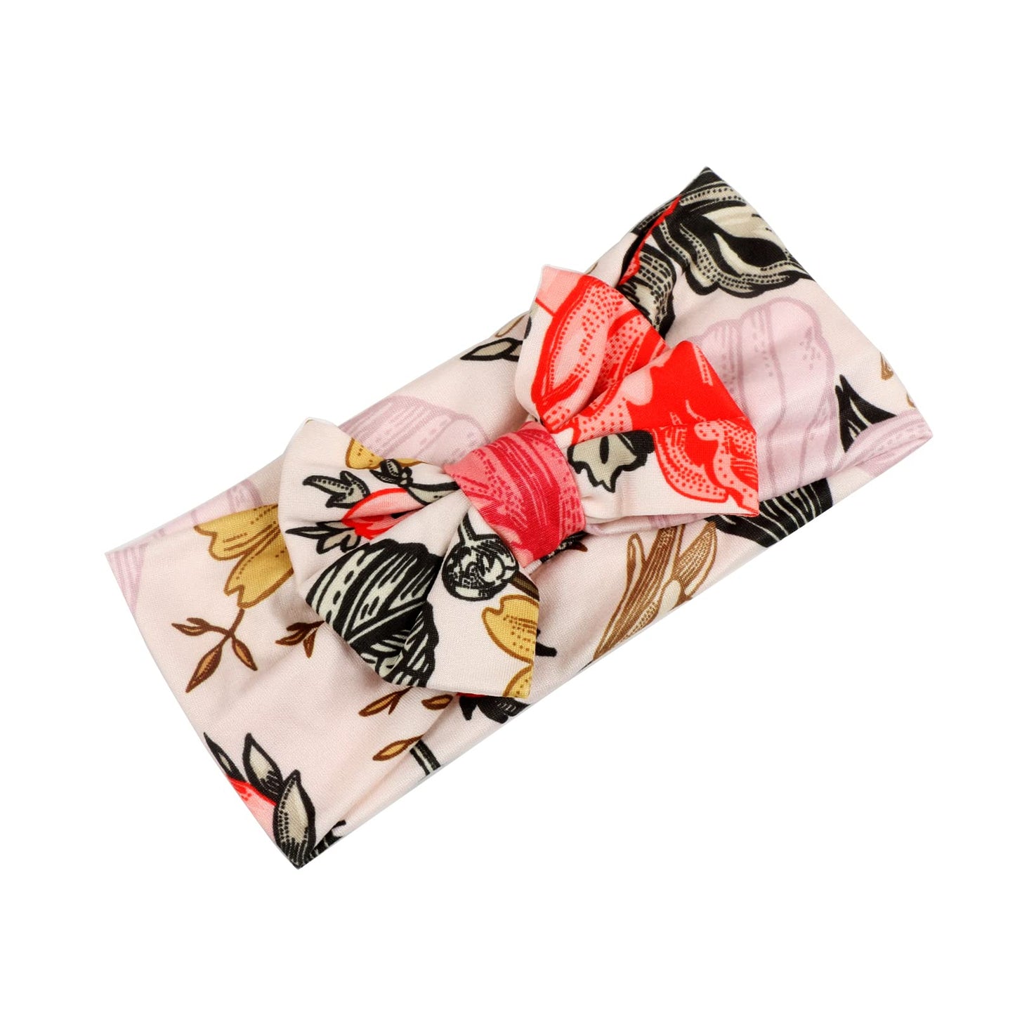 Newborn Receiving Blanket Headband Set Flower Print Baby Swaddle Blankets (Vintage)
