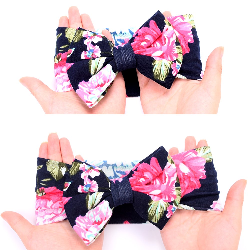 Newborn Receiving Blanket Headband Set Flower Print Baby Swaddle Blankets (Vintage)
