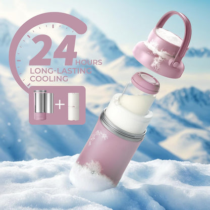 Momcozy 22oz Portable Breast Milk Cooler for Outdoor, Life Saver with 360° Total Cooling for 24 Hours, Larger Capacity Travel Breastmilk Chiller with 2pcs Baby Bottles for Breastmilk Storage, Green