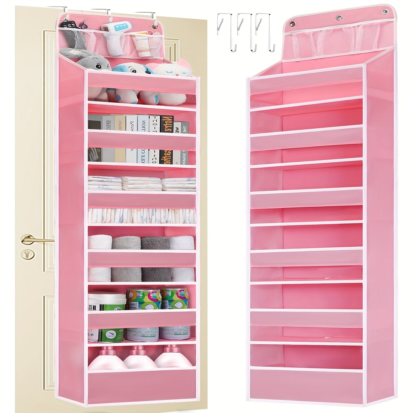 Over Door Hanging Organizer with 6 Large Capacity Pockets for Essentials Nursery Bedroom Bathroom