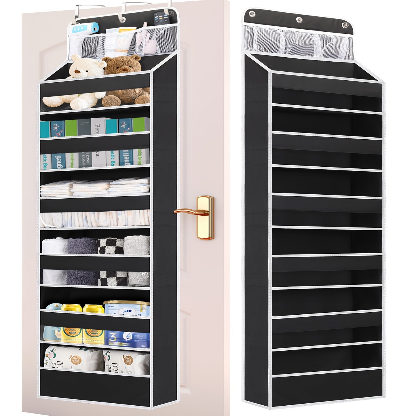 Over Door Hanging Organizer with 6 Large Capacity Pockets for Essentials Nursery Bedroom Bathroom