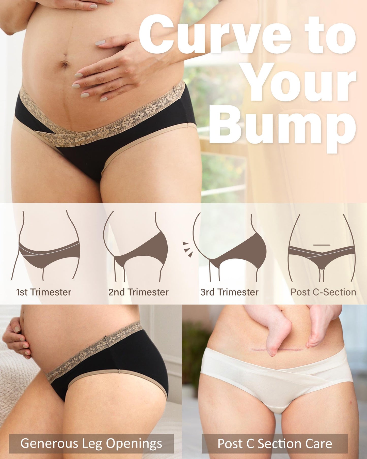 Intimate Portal Cotton Maternity Underwear Under the Bump Pregnancy Postpartum Bikini Panties