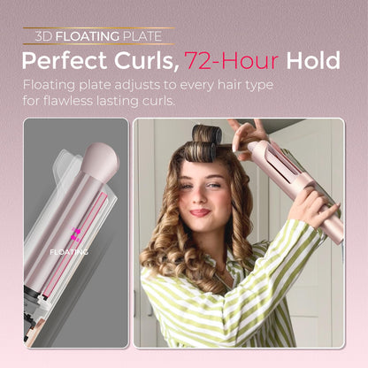 TYMO CurlPro Plus Automatic Rotating Curling Iron - Upgraded Long Barrel Curling Wand for Long Hair, Ceramic Hair Curler for Women, Anti-Scald, Tangle-Free, 600M Ionic, Dual Voltage, Gold, 1 Inch