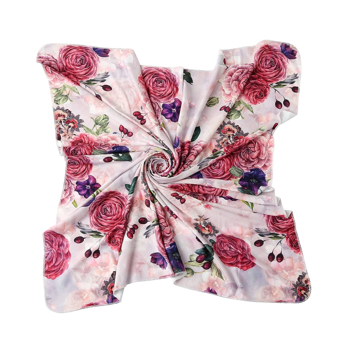 Newborn Receiving Blanket Headband Set Flower Print Baby Swaddle Blankets (Vintage)