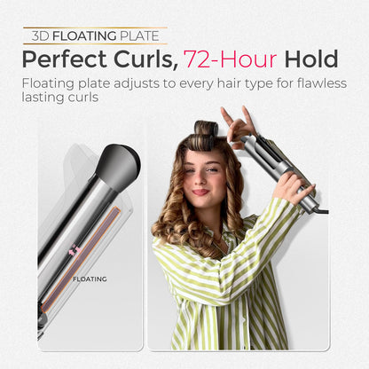 TYMO CurlPro Plus Automatic Rotating Curling Iron - Upgraded Long Barrel Curling Wand for Long Hair, Ceramic Hair Curler for Women, Anti-Scald, Tangle-Free, 600M Ionic, Dual Voltage, Gold, 1 Inch