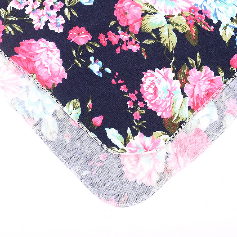 Newborn Receiving Blanket Headband Set Flower Print Baby Swaddle Blankets (Vintage)