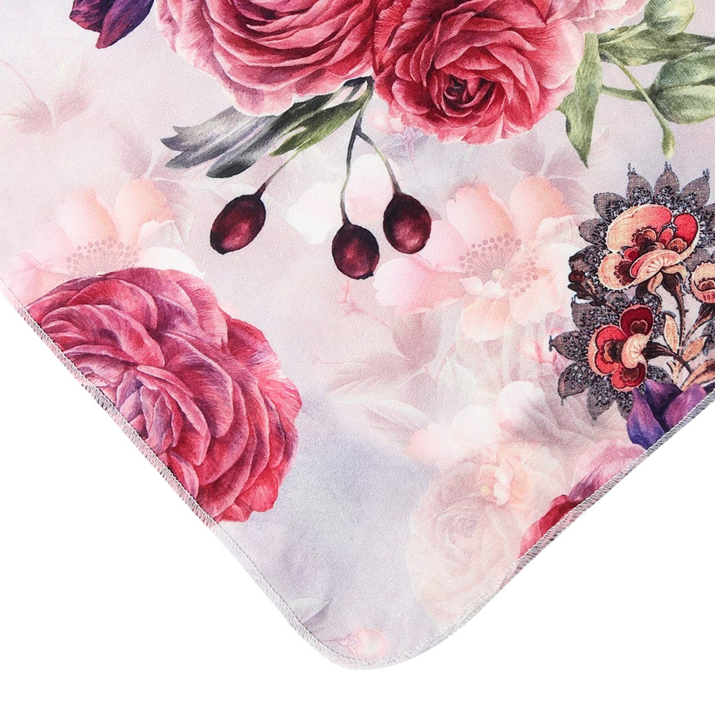 Newborn Receiving Blanket Headband Set Flower Print Baby Swaddle Blankets (Vintage)