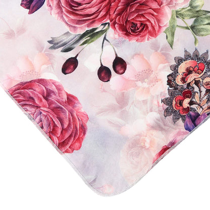 Newborn Receiving Blanket Headband Set Flower Print Baby Swaddle Blankets (Vintage)