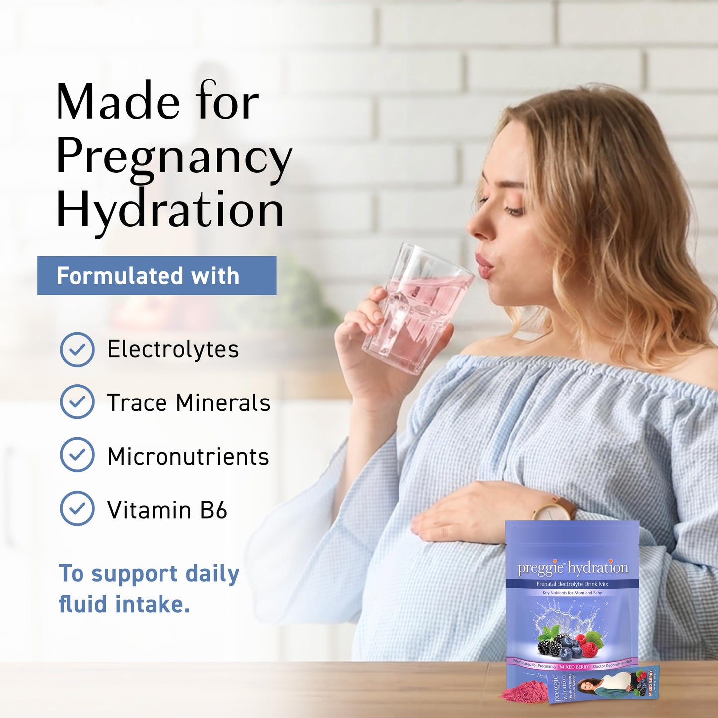 Three Lollies Preggie Hydration Packets, 10 Count