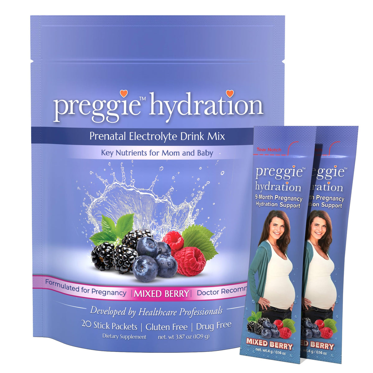 Three Lollies Preggie Hydration Packets, 10 Count